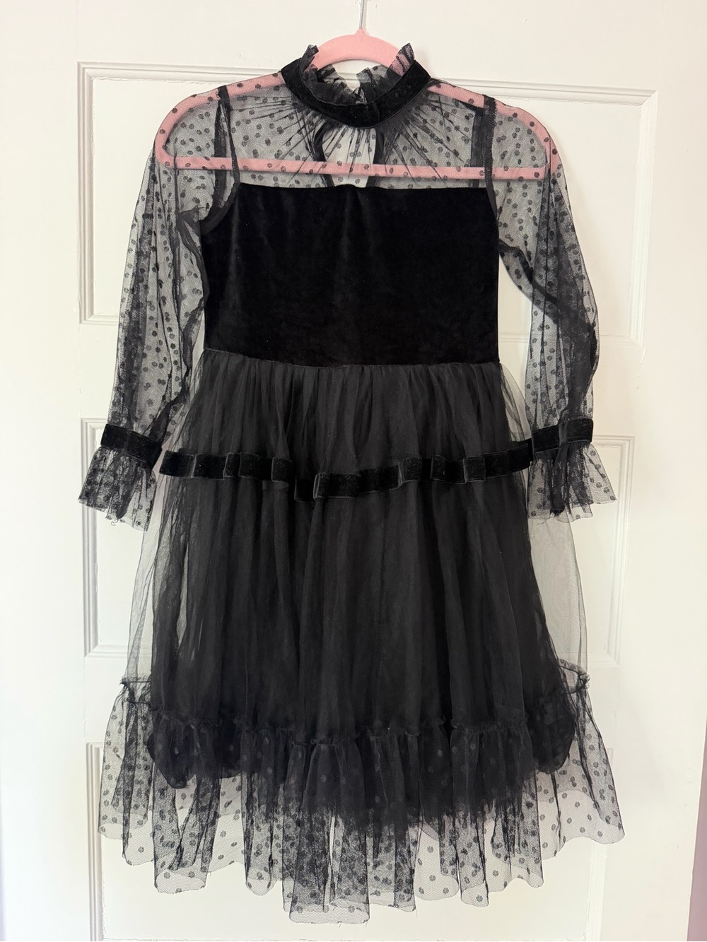 Trish Scully Girls 10 Black Velvet Tulle Formal Dress